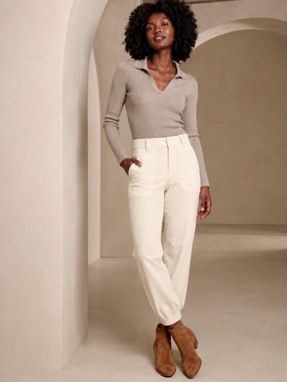 ❤️ NWT! BANANA REPUBLIC CORDUROY UTILITY JOGGER ANKLE PANTS, 0 (25)